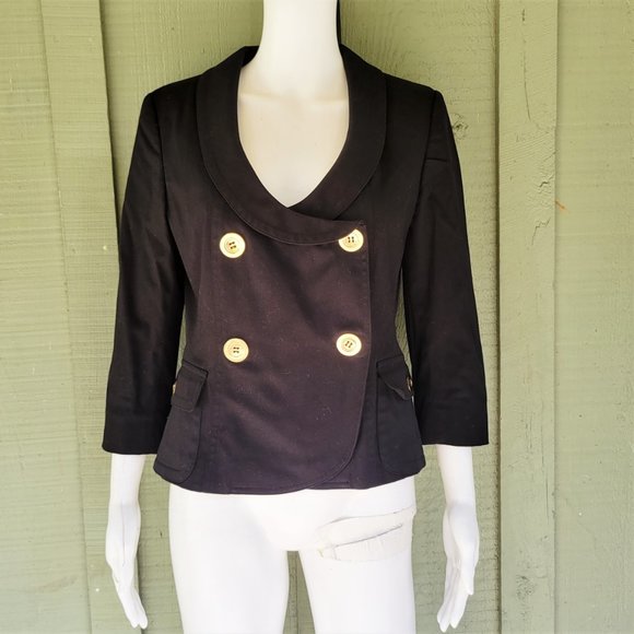 ETCETERA Black cotton Double Breasted Jacket Blazer 6 - Picture 1 of 4